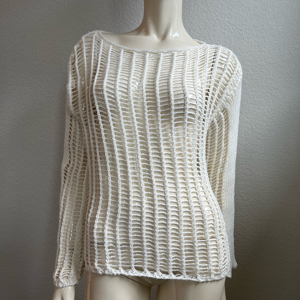 White Open Knit Sweater